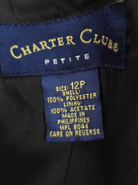 Charter Club Black Tailored Women's Blazer. EUC. 12P. - Picture 7 of 8